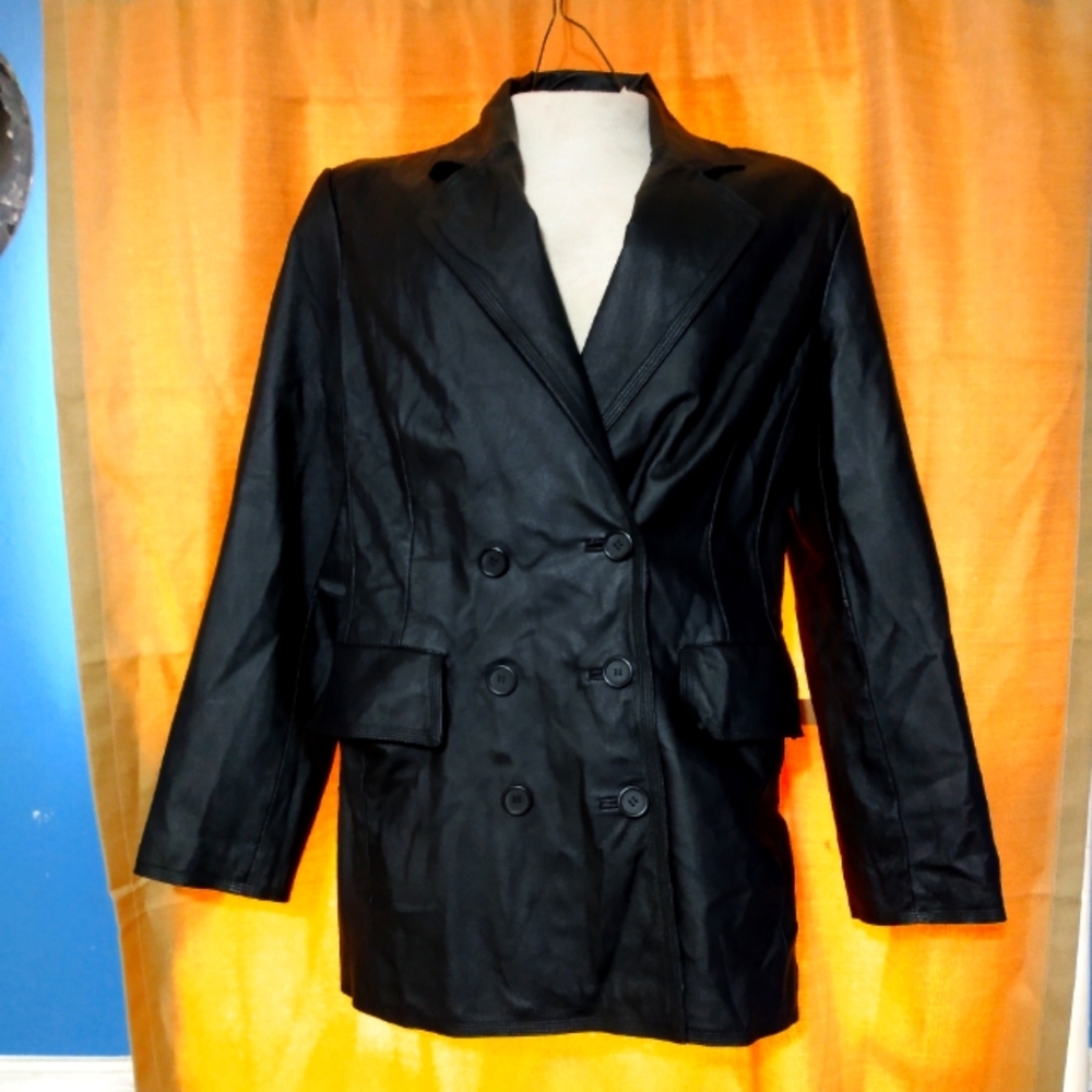 90's Vintage Genuine Leather black women's jacket size Large by Newport News